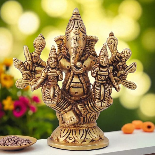 Brass Showpiece Ganesh Parivar God Idol Statue - 4*2*4.2 Inch (BS1399 C)