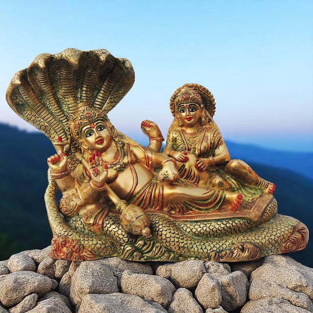 Brass Showpiece Vishnu Statue - 14*5.5*9.5 Inch (BS842 F)