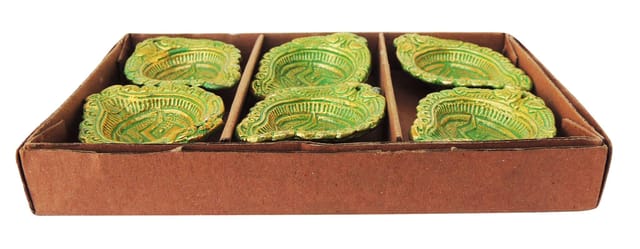 Aluminium Table Decor Oil Lamp, Deepak Pack of 6 Pieces - 2.6*2*0.5 Inch (AS409 C)