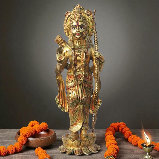 Brass Showpiece Ram Ji Statue Idol  - 9.5*9.2*30.5 Inch (BS1419 R)
