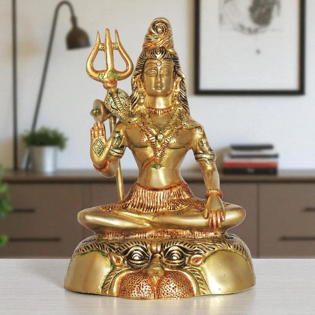 Brass Showpiece Shiv Ji God Idol Statue - 8*6.5*11 Inch (BS947 F)