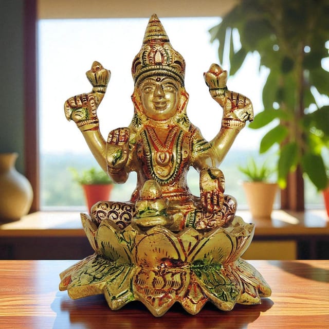 Brass Showpiece Laxmi Ji God Idol Statue - 3.5*3.5*5 Inch (BS1411 L)