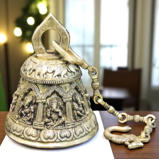 Brass Wall Hanging Temple Bell, Ghanta - 10.5*10.5*13 Inch (BS1372 F)