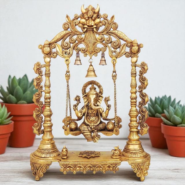 Brass Showpiece Ganesh Ji God Idol Statue - 17.5*5*26.5 Inch (BS1373 E)