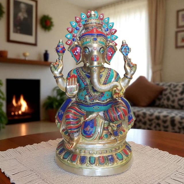 Brass Ganesh Ji statue idol - 20*14*35 Inch (BS1348 G)