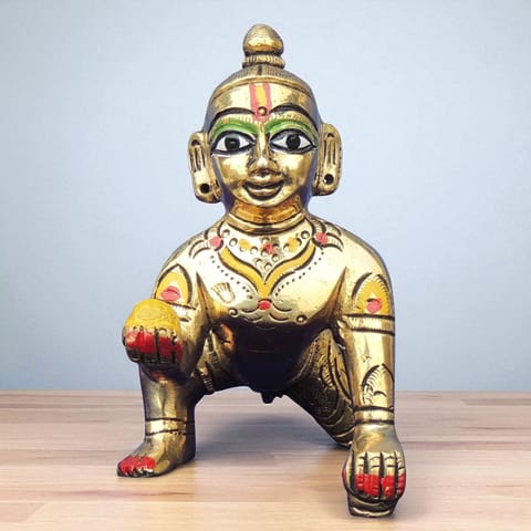 Brass Showpiece Laddu Gopal Idol Statue -4.5*2*3.5 Inch  (BS1300 D)