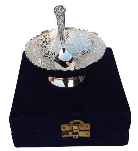 Brass Showpiece Bowl with Silver finish -3.5*3.5*1.5 Inch (B009)