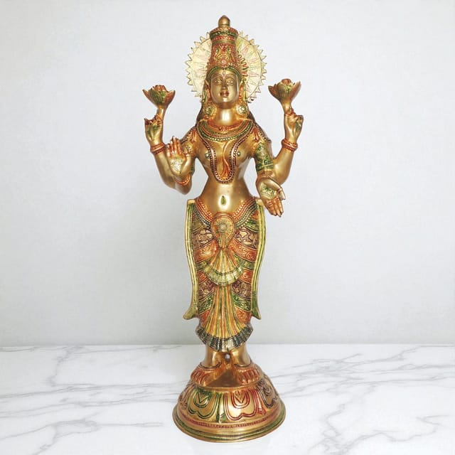 Brass Showpiece Laxmi Ji God Idol Statue - 12.5*9.2*31.5 Inch (BS1418 L)