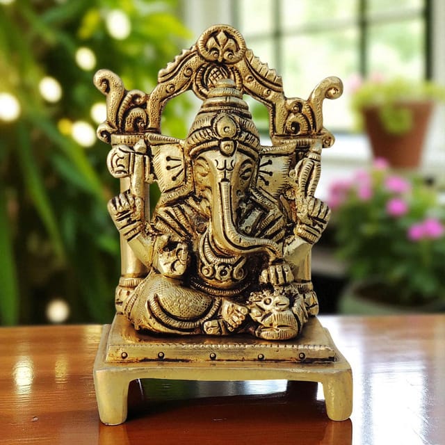 Brass Showpiece Ganesh Ji God Idol Statue - 3*2.2*4.5 Inch (BS1441 G)