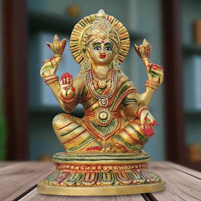 Brass Showpiece Laxmi Ji God Idol Statue - 5.4*5.4*8 Inch (BS497 L)