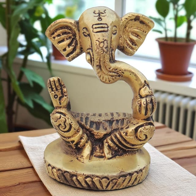 Brass Showpiece Ganesh Ji God Idol Statue - 1.7*1.7*2.7 Inch (BS1481 A)