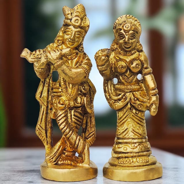 Brass Showpiece Radha Krishna God Idol Statue - 2*1*3 Inch (BS009)