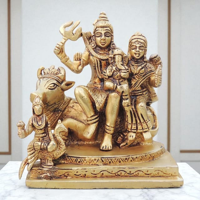Brass Showpiece Shiv Parivar Idol Statue  - 5.2*3.5*6  inch (BS1525 E)
