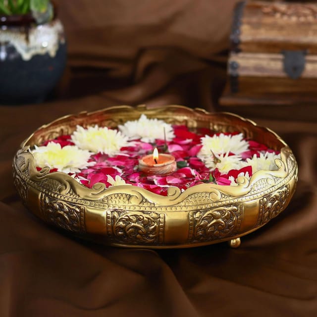 Brass Flower Urli - 12.5*12.5*4 Inch (AT036 B)