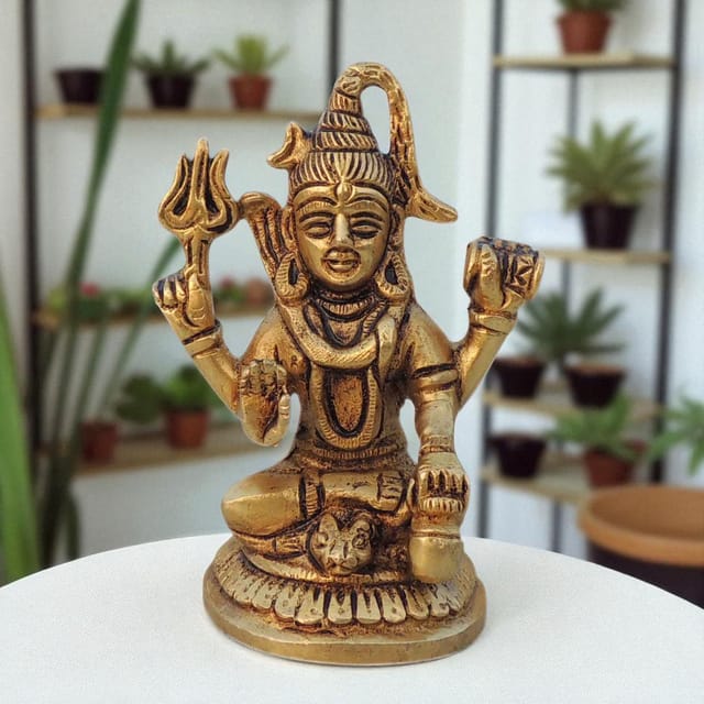Brass Showpiece Shiv Ji God Idol Statue - 3*1.7*4 Inch (BS1529 E)