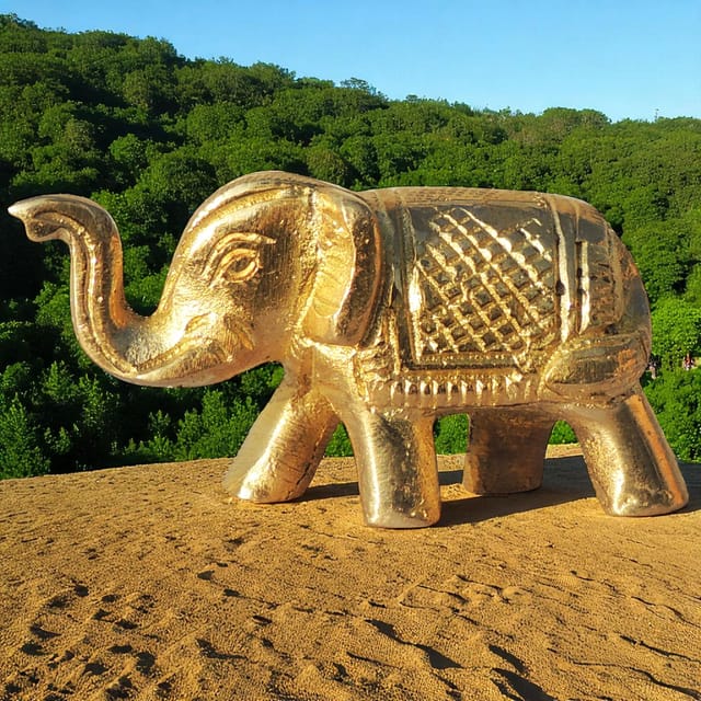 Brass Showpiece Elephant God Idol Statue - 2*1*1 Inch (BS1130 A)