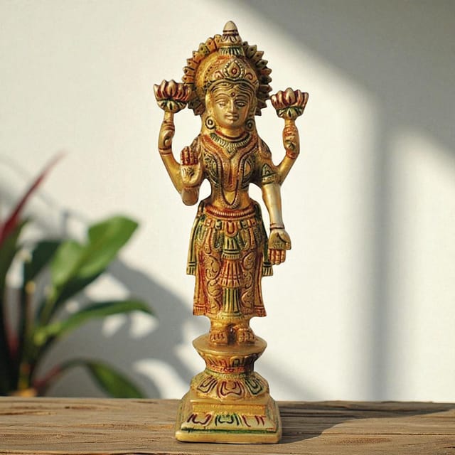 Brass Showpiece Laxmi Colour God Idol Statue - 3*2.2*9 Inch (BS1575 L )