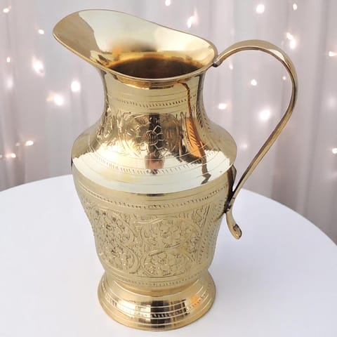 Brass Drinking Water Jug, Pitcher 1 Liter - 6.5*4.5*8.5 Inch (BC167 C)