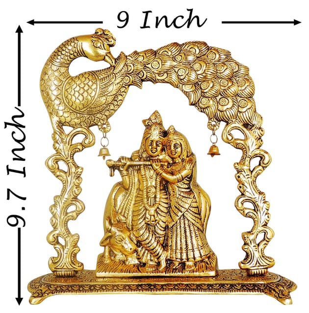 Aluminium Showpiece Radha Krishna Frame Statue - 9*4*9.7 Inch (AS446 G)