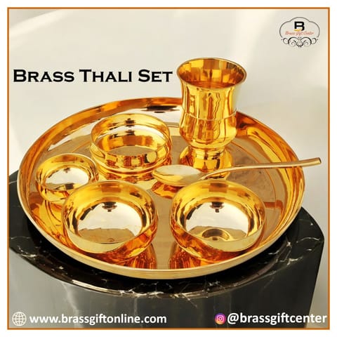 Pure Brass Export Quality Lead Free Thali Set, Set of  7 Pcs. (BC108 X)