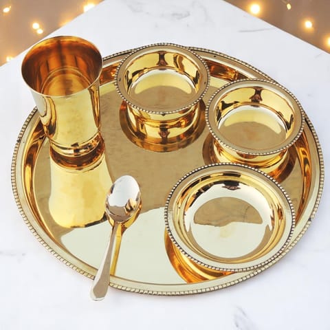 Pure Brass Thali Set 6 Pcs (BC108 B)