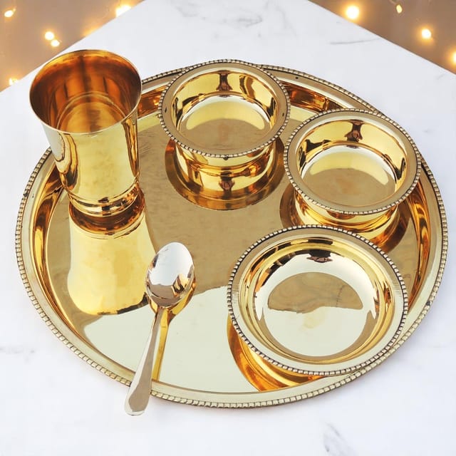 Pure Brass Thali Set 6 Pcs (BC108 B)