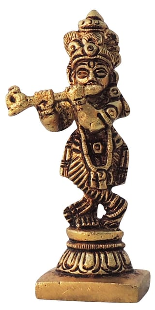 Brass Showpiece Krishna God Idol Statue - 1.5*1*3 Inch (BS1611 K)