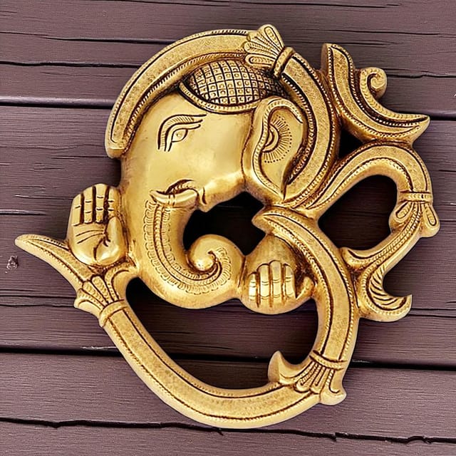 Brass Showpiece Om With Ganesh Face God Idol Statue - 8*1*8.2 Inch (BS1609 C)