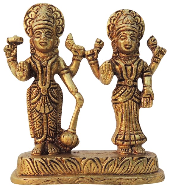 Brass Showpiece Vishnu & Laxmi Ji God Idol Statue - 4*1.2*4.5 Inch (BS1598 C)