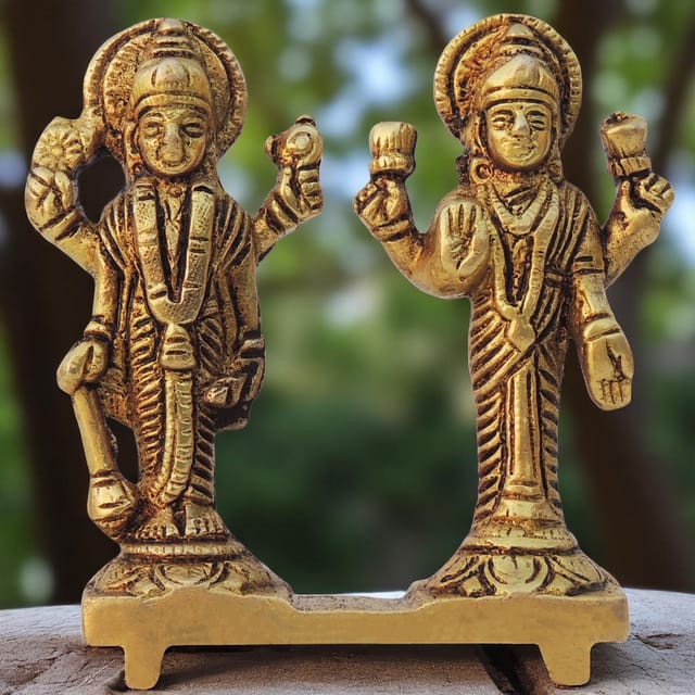Brass Showpiece Vishnu & Laxmi Ji God Idol Statue - 3.2*1*3.2 Inch (BS1598 B)