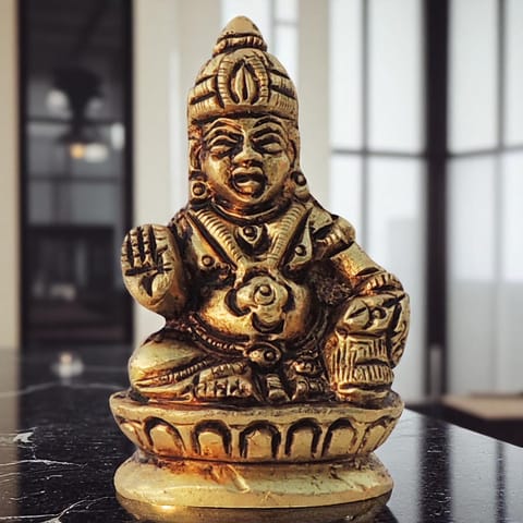 Brass Showpiece Kuber Ji God Idol Statue - 1.1*1*2.2 Inch (BS396 X)