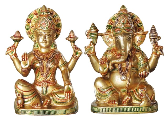 Brass Showpiece Laxmi Ganesh Pair God Idol Statue (BS1062)