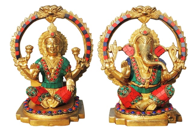 Brass Showpiece Laxmi Ganesh Pair God Idol Statue (BS1005)