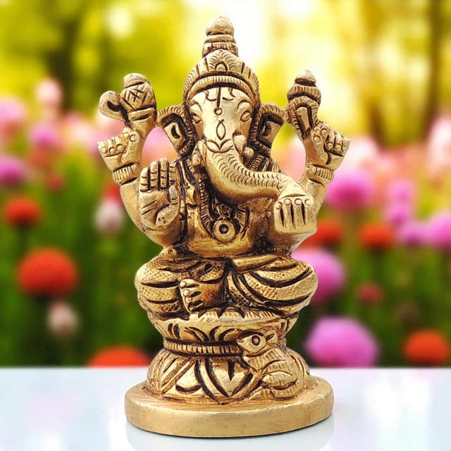 Brass Showpiece Ganesh God Idol Statue - 2.2*1.7*35 Inch (BS1646 G)