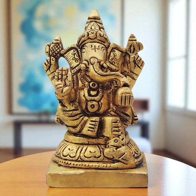 Brass Showpiece Ganesh JiGod Idol Statue - 2*1.5*3.2 Inch (BS1645 G)
