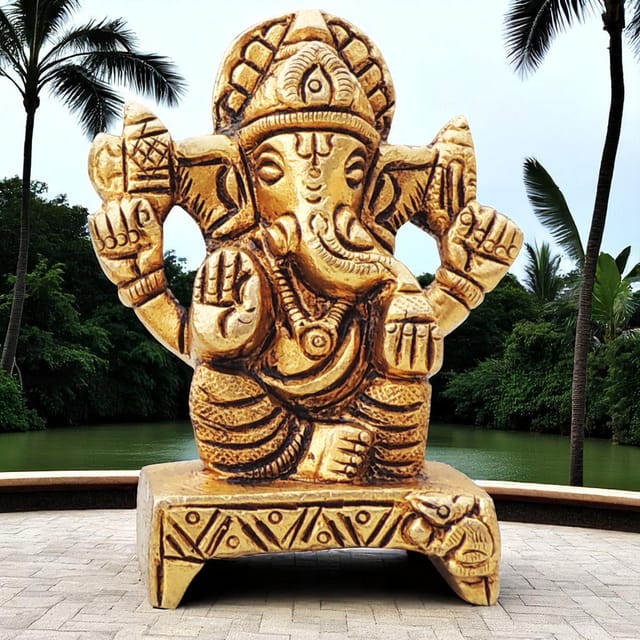 Brass Showpiece Ganesh JiGod Idol Statue - 2*1.2*2.5 Inch (BS1644 G)