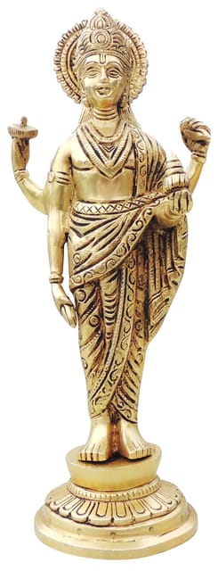 Brass Showpiece Dhanvantri Ji God Idol Statue - 5*3.5*11.5 Inch (BS913 X)