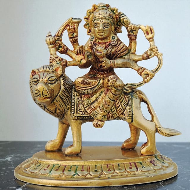 Brass Showpiece Durga Ji God Idol Statue - 4*2.5*4 Inch (BS937 O)