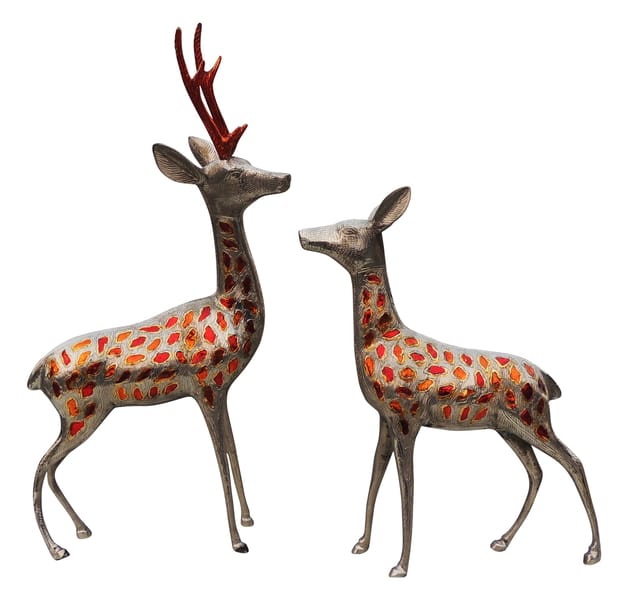 Brass Showpiece Deer Pair Statue (AN034)