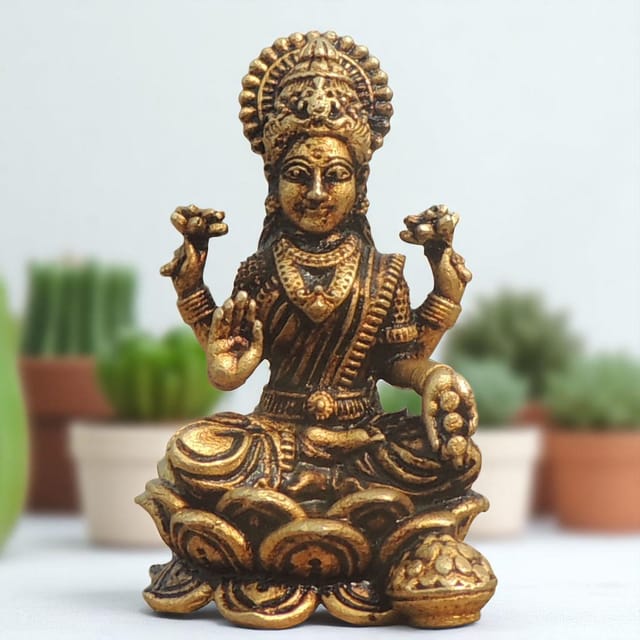 Brass Showpiece Laxmi Ji God Idol Statue - 1.2*1.2*1.6 Inch (BS1688 L)