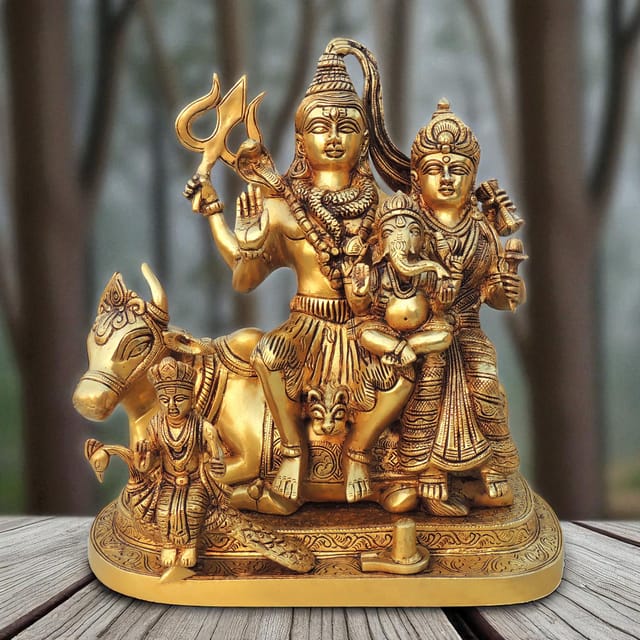 Brass Showpiece Shiv Parivar God Idol Statue - 12.6*7.5*14 Inch (BS1525 X)