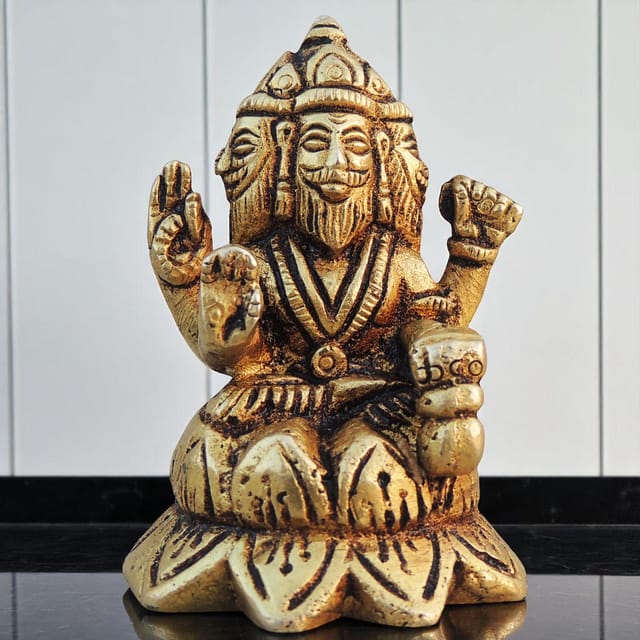 Brass Showpiece Brahma Ji God Idol Statue - 1.5*1.5*2.2 Inch (BS1397 B )