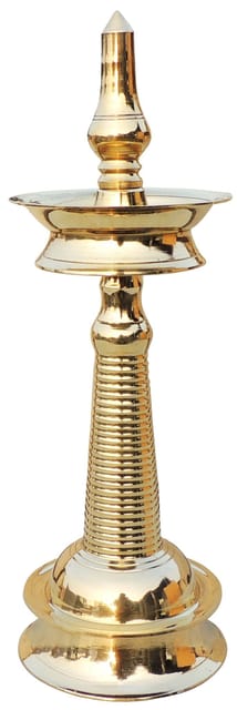 Brass Table Decor Round Kerala Fancy Deepak - 5.2*5.2*15.2 Inch (F716 I)