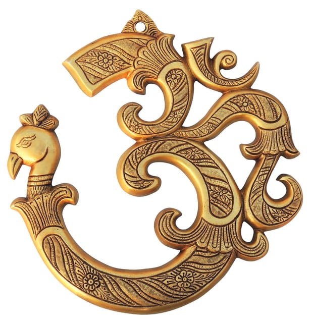 Brass Showpiece Wall Hanging Om With Peacock Statue - 11*1*11 Inch (BS1633 D)