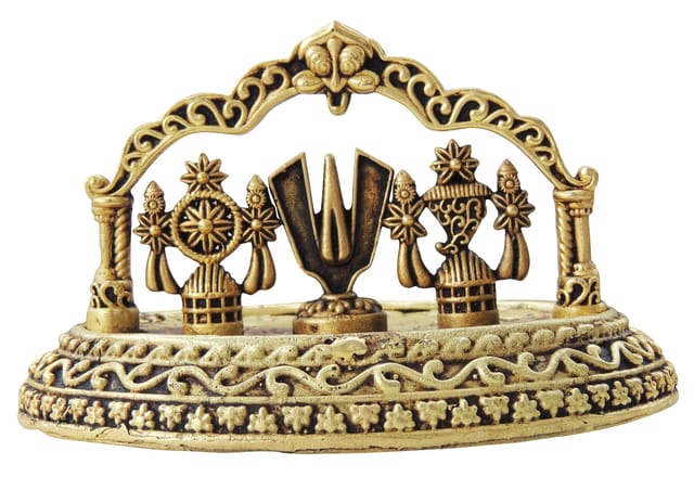 Brass Showpiece Shankh Chakra Namah God Idol Statue, Made From Machine - 5*3*3 Inch (BS1731 D )