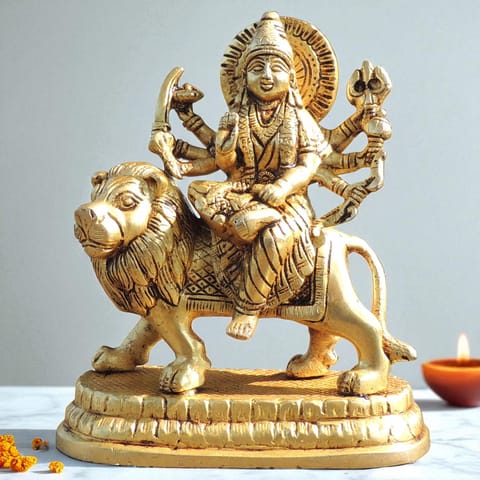 Brass Showpiece Durga Ji God Idol Statue - 5.5*2.5*6 Inch (BS1779 C)