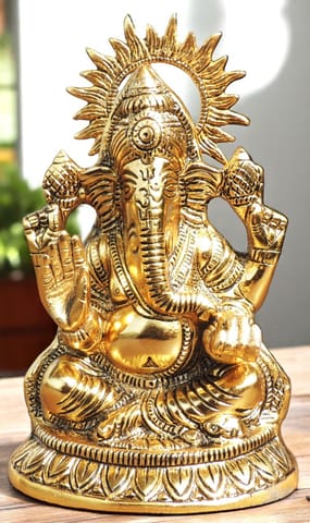 Aluminium Showpiece Ganesh Ji - 5*4*8.5 Inch (AS474 G)