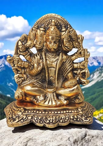 Aluminium Showpiece Panchmukhi Hanuman Ji Statue idol  - 5.3*3.5*5.8 Inch (AS364 G)