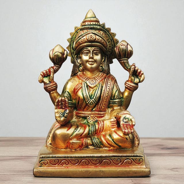 Brass Showpiece Laxmi Ji God Idol Statue - 4*3.5*5.5 Inch (BS1746 L)