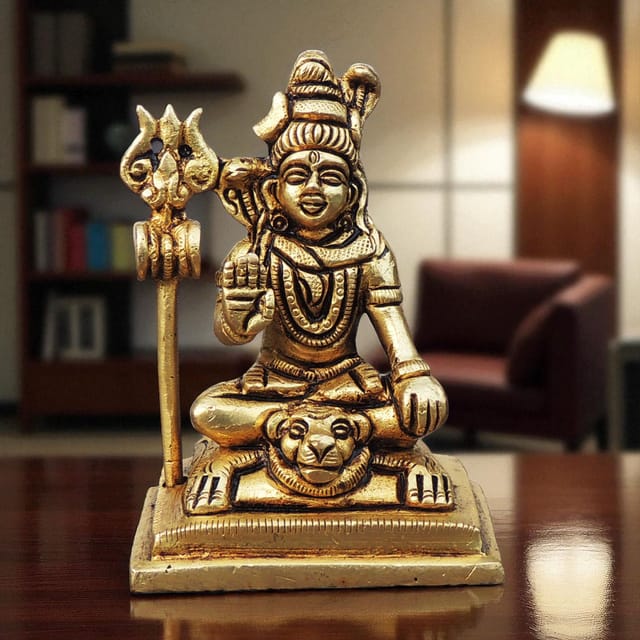 Brass Showpiece Shiv Ji God Idol Statue - 2.2*1.7*3.2 Inch (BS1710 D)